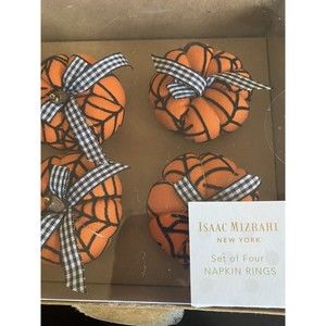 New Isaac Mizrahi halloween pumpkin napkin holders x 4